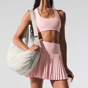 Alo Grand Slam Tennis Skirt + Airlift Racerback Advantage Bra Small Pink Quartz